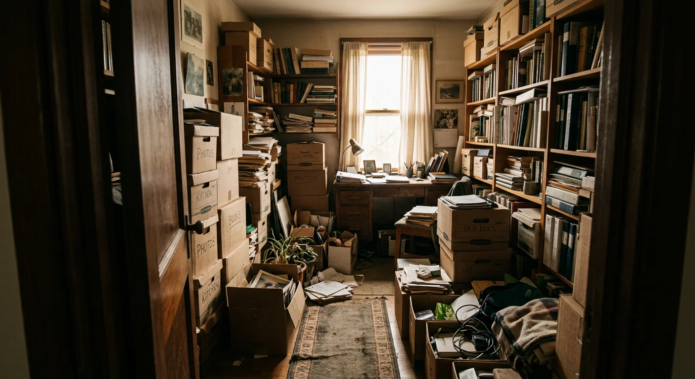 A cluttered room illustrating when collecting becomes hoarding